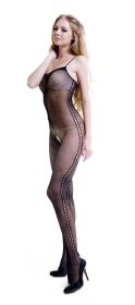 Blancho SE-115 Sexy Black Sheer Mesh Cami Body Stocking With Round Eye Mesh Side Detail - Black - Medium