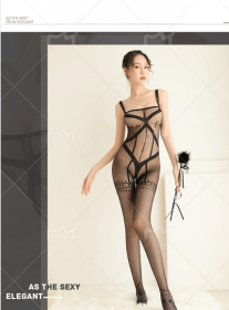 New sexy lingerie, sexy binding, English perspective outfit, suspender socks, heart-shaped cross crotch jumpsuit, silk stockings 8320