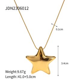 New 18K Gold-plated Necklace Jewelry Stainless Steel Five-pointed Star (Option: JDN2306012)