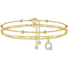 26 Letters Anklet Zircon Letters Simple (Option: Q)