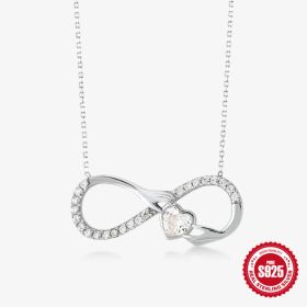S925 Sterling Silver Palm Heart-shaped Diamond Eight-word (Option: Platinum-925 Silver)