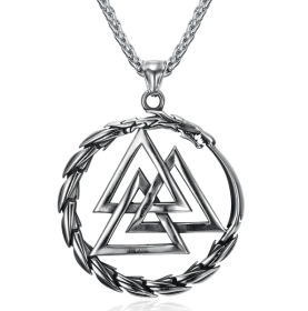 Vintage Nordic Rune Necklaces For Men Stainless Steel Norse Runes Viking Jewerly Pagan Elder Futhark Pendant Amulet Fashion Jewelry (Option: Valknut Symbol)