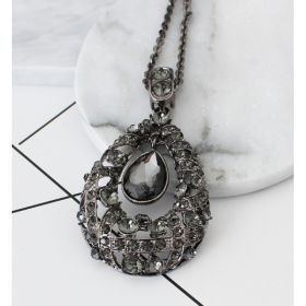 Non-fading Chain Adjustable Long Sweater Necklace Clothes Accessories Pendant (Option: Grey)