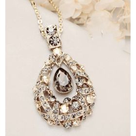 Non-fading Chain Adjustable Long Sweater Necklace Clothes Accessories Pendant (Option: Champagne Gold Water Drops)