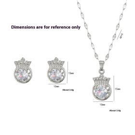 Japanese And Korean Style Zircon Niche Design Fashion Accessories Crown Necklace (Option: SUIT)