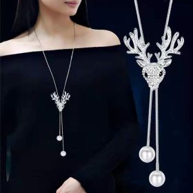 Non-fading Chain Adjustable Long Sweater Necklace Clothes Accessories Pendant (Option: Deer)