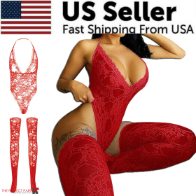 Women Lace Sexy Lingerie Nightwear Babydoll Sleepwear Bodysuit Dress Plus Size (Lingerie Color: Red, Lingerie Size: Medium)