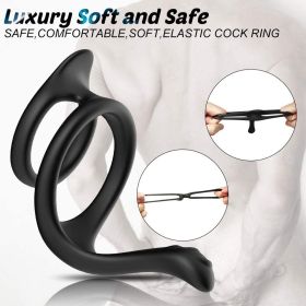 Tornado double ring locking fine ring for Longer Harder Stronger Erection;  Improve Sexual Performance;  Sex Toys for Men Massager Adult Sex Toys (Color: Black)