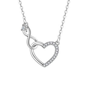 Pure Silver Hoop Love Necklace (Option: White Gold Color-925 Silver)