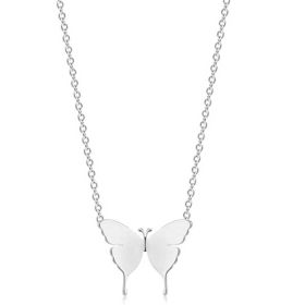 Geometric Butterfly Pendant Butterfly Necklace Simple (Option: Silver-W)