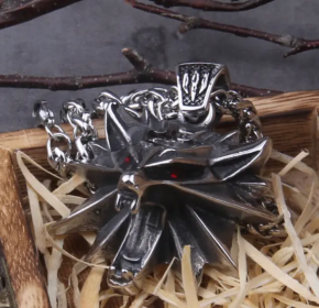 Silver Gold Green Rhinestone Wild Game Animal Chain Necklace (Option: Ancient silver red eyes-50cm)