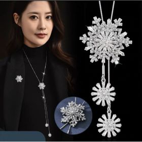 Non-fading Chain Adjustable Long Sweater Necklace Clothes Accessories Pendant (Option: Spinning Snowflake)