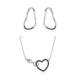 Creative Hollow Heart-shaped Zircon Necklace (Option: SUIT)